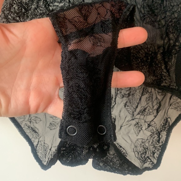 Rose Patterned Mesh Bodysuit- Turtleneck - Picture 2 of 3